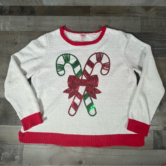 Holiday Time Ugly Christmas Sweater Women's Candy Cane Sequins Holiday XL - Picture 1 of 5